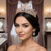Сверкающая Барочная Хрустальная Корона Элегантные Ослепительные Барочные Королевские Диадемы Винтажные Блестящие Свадебные Головные Уборы Свадебная Невеста