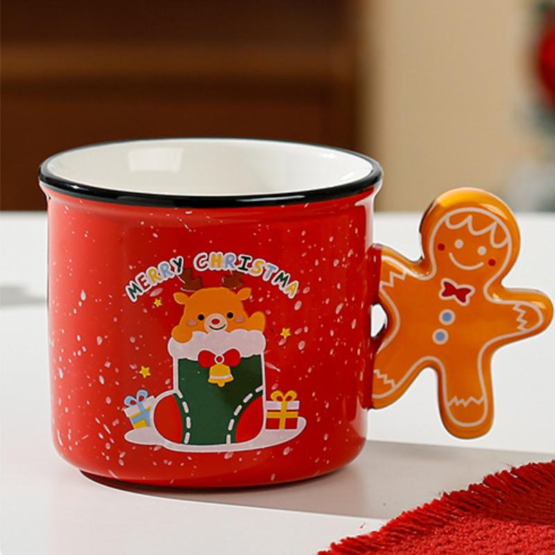 Счастливого Рождества Милая мультяшная кружка Креативная рождественская пряничная керамическая чашка Домашняя пара Чашка для воды