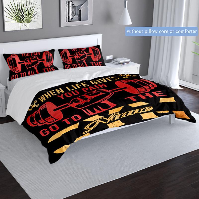 Exerciseandfitness Customize Your Name Duvet Cover Softbedding Set For Bedroom Guest Room And Dorm Decoration Threepiece Set Includes 1 Duvet Cover 2