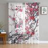Тюль с цветущей сливой и птицей в китайском стиле, прозрачные шторы для гостиной, оконные занавески для спальни, вуаль, органза, шторы