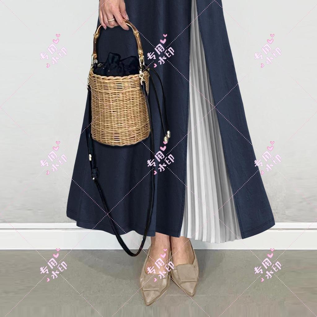 Осеннее новое платье с круглым вырезом, разрезом, шифоновым рукавом, длинными рукавами, эластичной талией, сращиванием