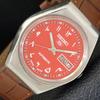 5 AUTOMATIC 6349A VINTAGE JAPAN MENS ARABIC RED COLOR DIAL WATCH A701505-5 R206b-a701505