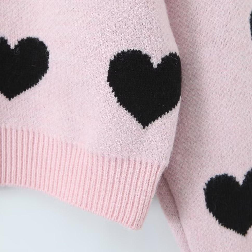 2026 Autumn Women's European & American High-End Versatile Heart Pullover Sweater