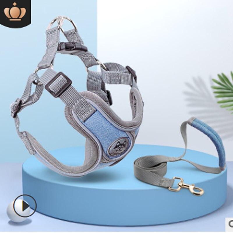 Дышащая шлейка для собак с поводком Светоотражающая оксфордская шлейка для собак Регулируемый размер Маленькие средние собаки