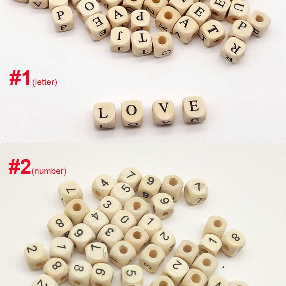 100pcs/lot DIY Number Square Letter Beads Alphabet Wooden Bead