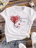 (Asian Size) Love Cartoon Trend Clothing Casual Print Lady Women Tee Top Flower Fashion Short Sleeve T Shirt Female Graphic T-shirts