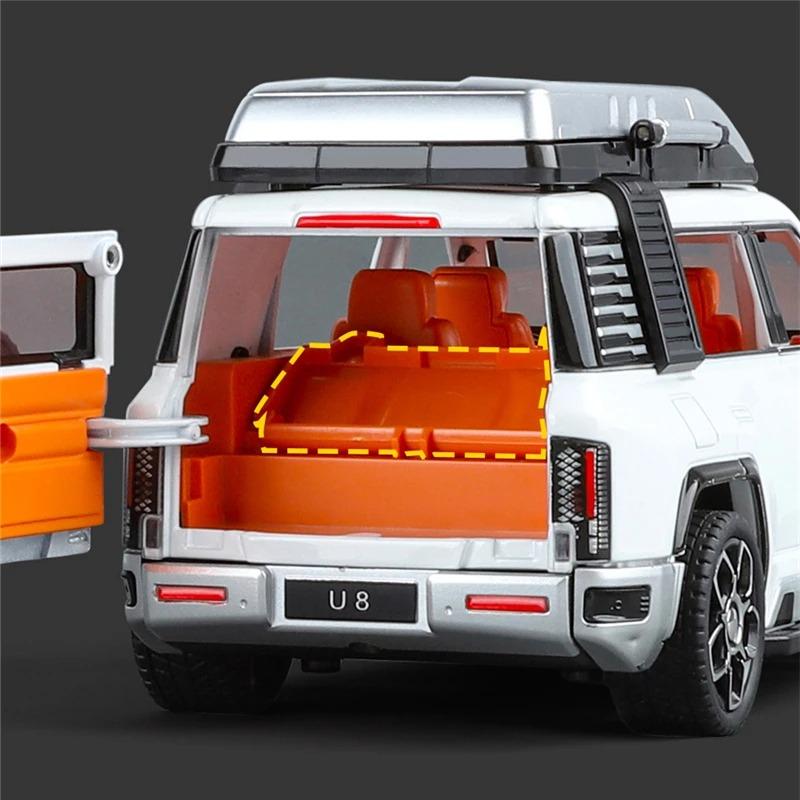 1/24 BYD Yangwang U8 SUV Модель автомобиля из литого металла Игрушка Новые энергетические внедорожники Модель автомобиля Звук и свет Детский подарок