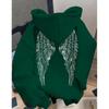 Trendy Minimalist Wing Print Hoodie Loose Fit Casual Sweatshirt Teens