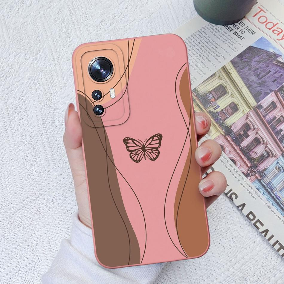For Xiaomi 12 Pro Lite Ultra Phone Cases Butterfly Cat Heart Liquid Silicone Camera Protection Shell Cover For Xiaomi12 Bumper