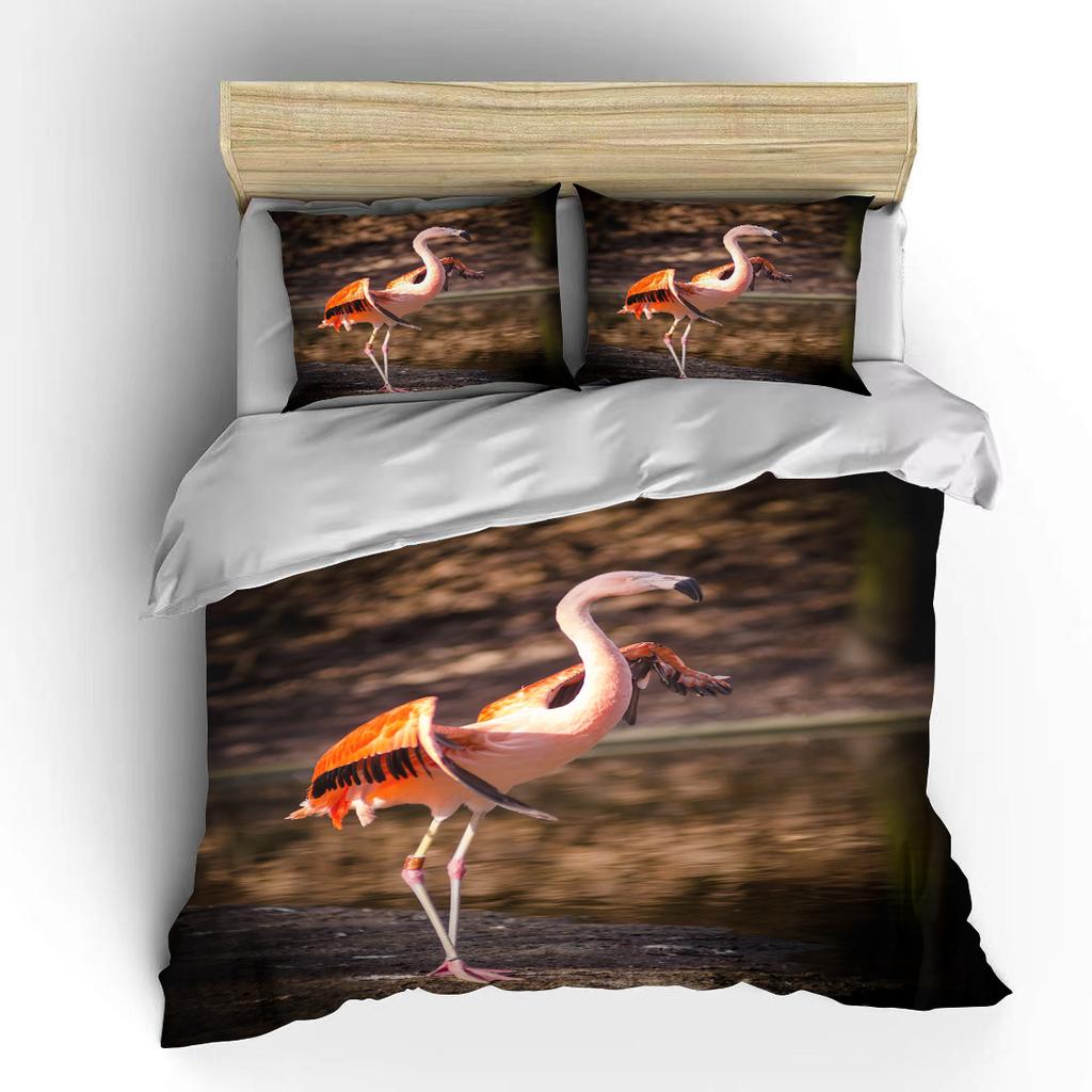 Мультяшный фламинго милый медведь каваи рождественский подарок двуспальный комплект постельного белья из микрофибры или полиэстера с пододеяльником