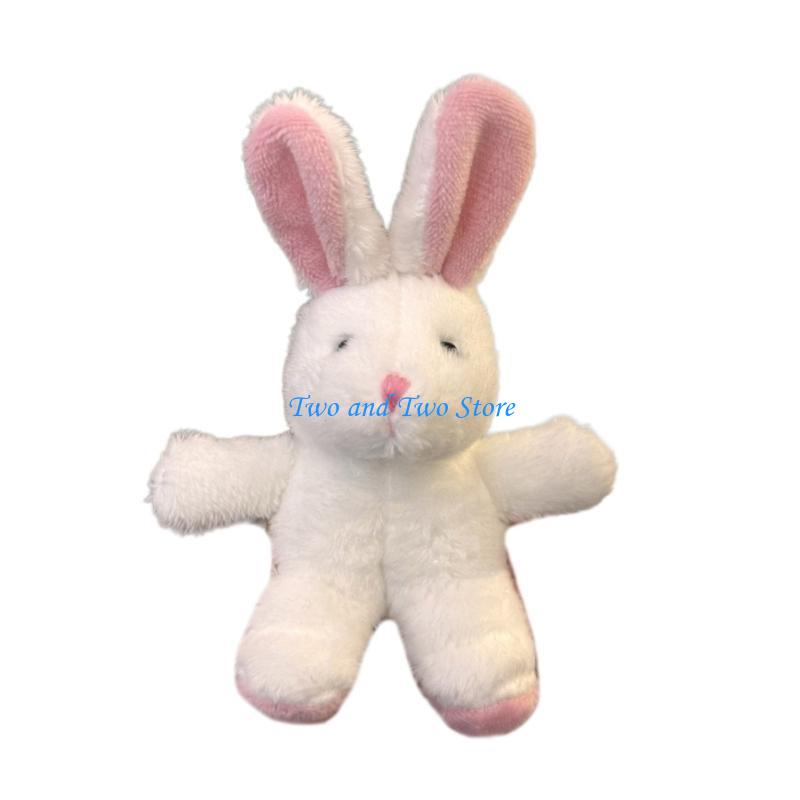 HX6F Plush Long Ears Rabbit Charm Keychains Lovely Ornament Women Car Keyring Backpack Handbag Charm Holder Pendant