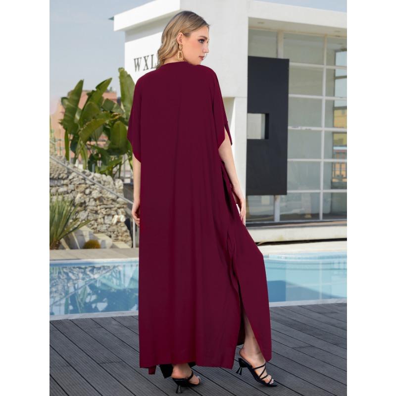 Женская мода лето весна цветочный узор принт рукава 1/2 V-образный вырез свободная талия повседневные платья