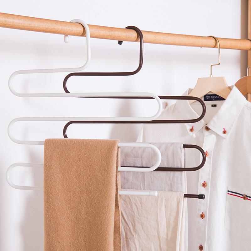 Быстрая многоярусная вешалка для брюк из нержавеющей стали, вешалка для галстуков, стойка для хранения, экономящая место, для шкафа, белая, черная, коричневая
