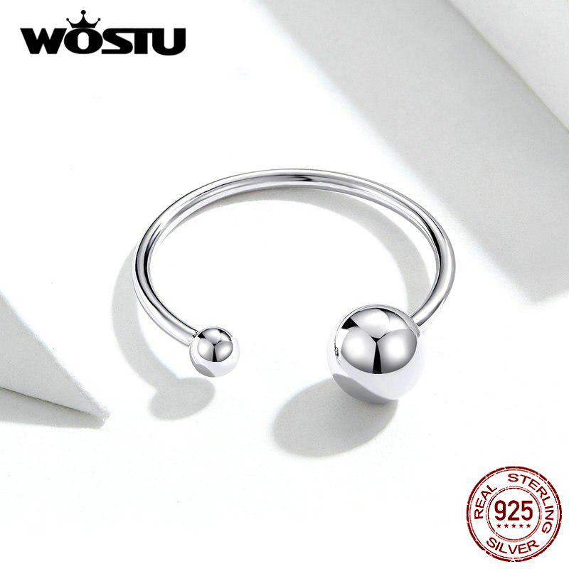 Симпатичные регулируемые кольца шар Стерлинговое серебро 925 Ювелирные изделия WOSTU