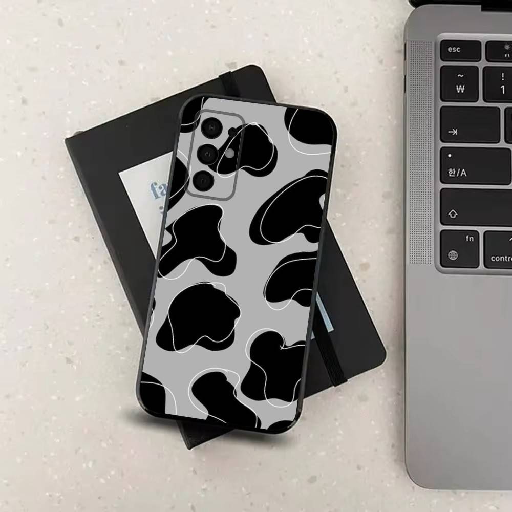 Cute Cow Print For Samsung Galaxy A73,31,32,72,41,53,52,71,22,5G,Note,J7,8,9 Soft Black Silicone Phone Case