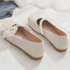 Fairy with Skirt 2025 Spring New Women's Single Shoes Lace Versatile Pearl Round Head Flat Bottom Mary Jane Doudou Shoes