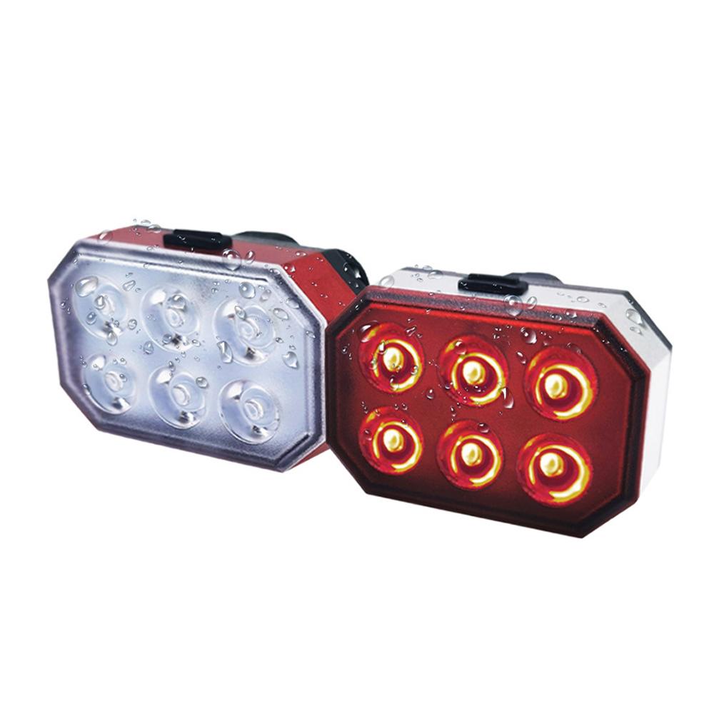 USB перезаряжаемый велосипедный фонарь, передний и задний велосипедный фонарь, водонепроницаемый предупредительный сигнал безопасности с 4