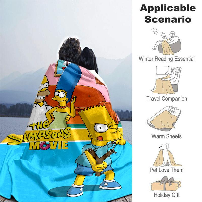 1Pc Simpsons Family Adventure Blanket Soft And Comfortable Casual Warm Camping Travel Christmas Halloween Gift M921749