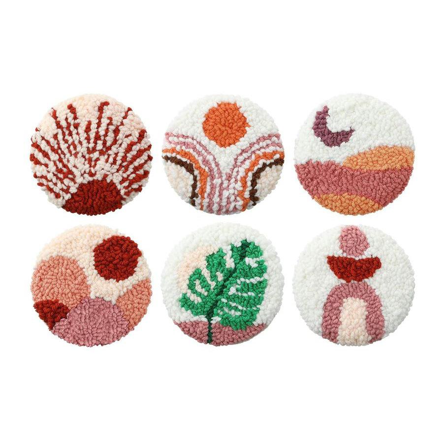 Poke Embroidery Handmade Diy Coaster Material Pack, Thermal Insulation Pad Embroidery Handmade Decompression Poke Music Gift