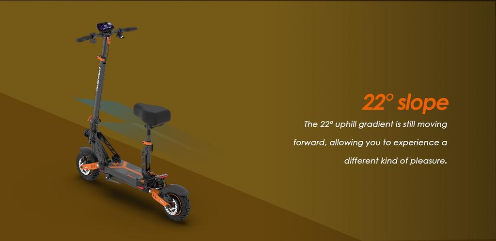 Foldable electric scooter Kukirin G2 Max, 1000W motor, 48V 20.8AH battery, top speed 55km/h, cruising range 70km, 10-inch tires