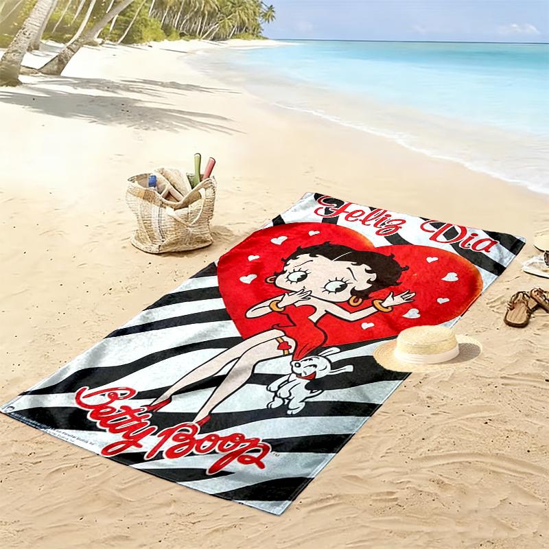 Betty Boop Beach Towel, Lightweight Beach Towel, Tropical Style, Ideal Holiday Gift For Family