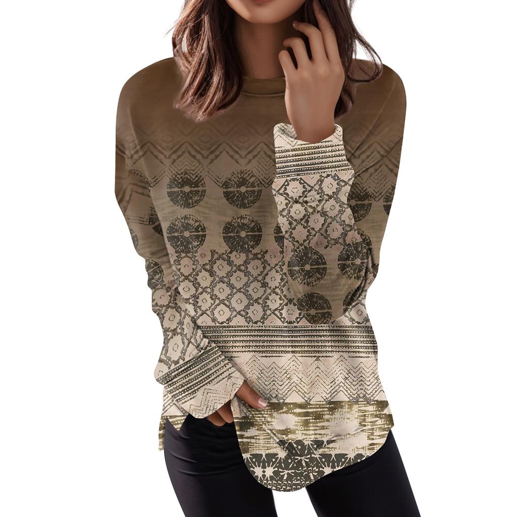 Женский повседневный модный пуловер с длинным рукавом и круглым вырезом с принтом