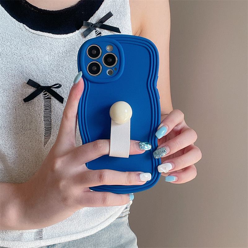 Wave X Silicone Full-Cover Anti-Fall Apple 15ProMax Phone Case with Simple Ring for Summer Joy