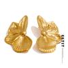 Stainless Steel Metal Petal Flower Stud Earrings 18K PVD Plated Versatile Daily Attractive Jewelry for Women Gift