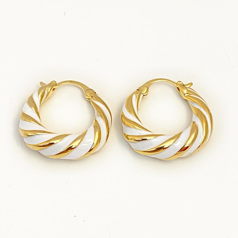 Серьги-кольца «Анкара Ред Дрип Глейз» в виде скрученного узла - Элитные эмалевые серьги-клипсы с цветными блоками.