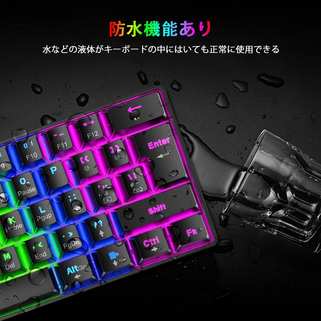 Механическая игровая клавиатура MambaSnake UK 62 клавиши LED USB Полностью съемная Идеально подходит для геймеров и игровая мышь 6400 DPI с ковриком для мыши Совместима с ПК