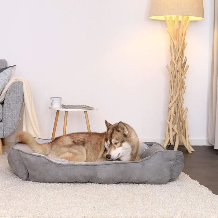 Panier Chien - LIONTO - 2-en-1 - Coussin réversible - 110x80 cm - Gris