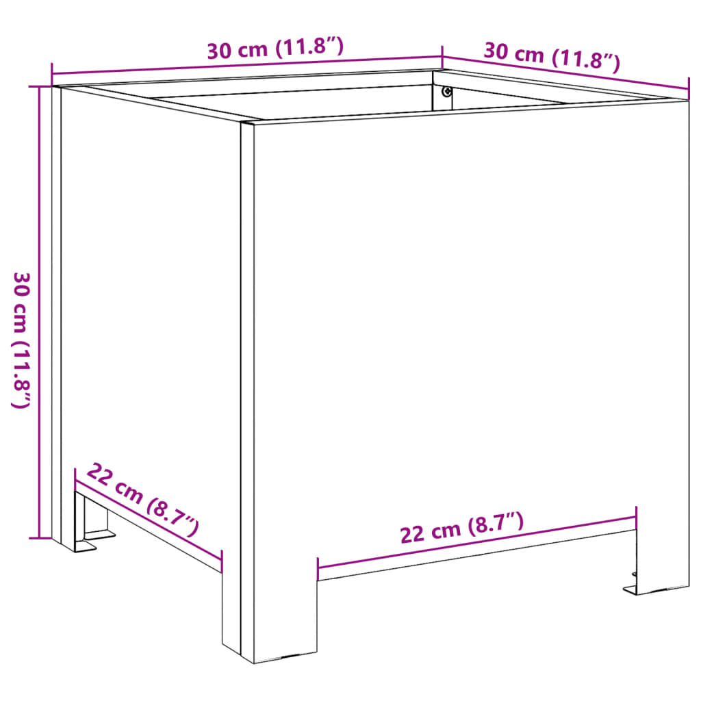 White Plant Pot 30x30x30 cm Steel