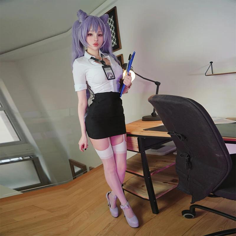 Jimiko Женский Секретарь Аниме Униформа Узкая Короткая Юбка Белая Рубашка Офисные Леди Косплей Kawaii Костюмы Событие Сексуальный Наряд Для Девочек