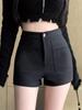 Женские шорты-костюм с высокой посадкой черного цвета 2023 - Сексуальные брюки-буткаты с широкими штанинами для осени/зимы