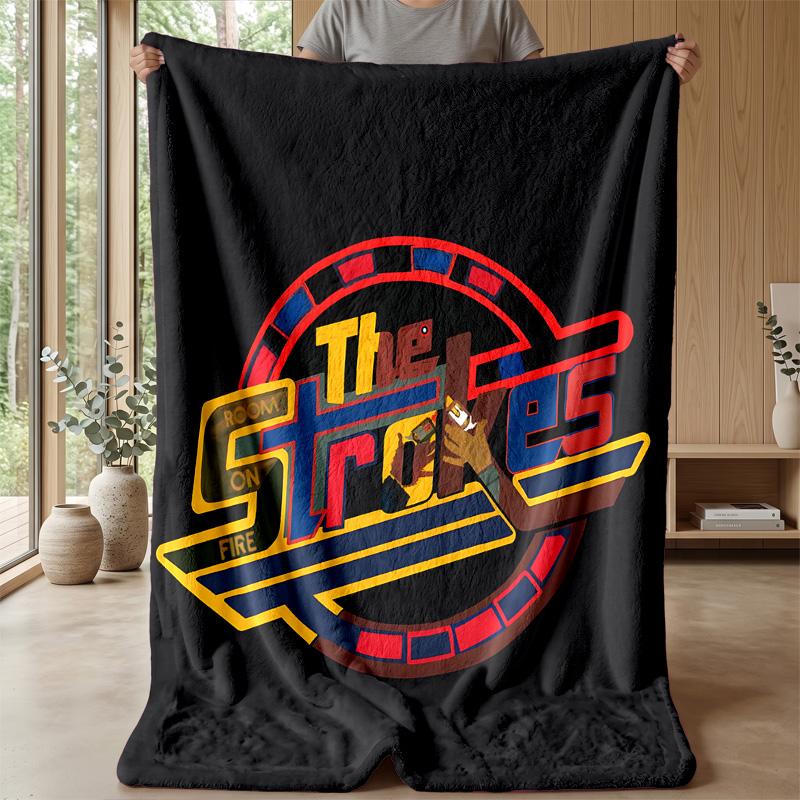 The Strokes DecalPrinted Flannel Blanket Cozy Skin-Friendly Warm Throw for Couch Bed Indoor Daily Use