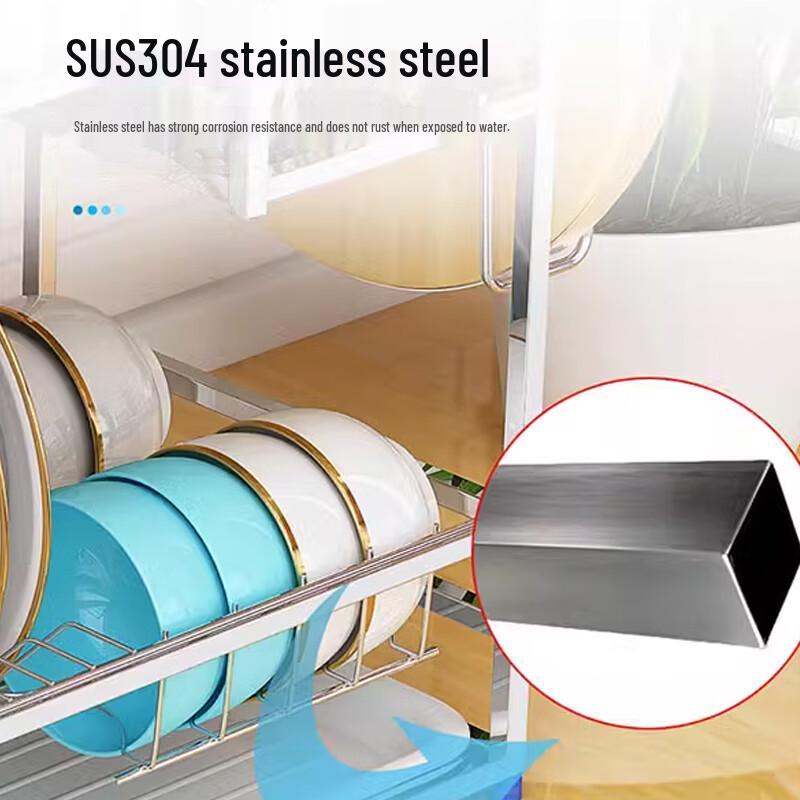 Трехуровневая кухонная полка для хранения и сушки из нержавеющей стали
