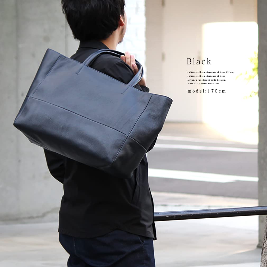 Vita Felice Genuine Cowhide Leather Tote Bag for and [VITAFELICE] Men, Unisex, Women, Oinb-n1706 (Black)