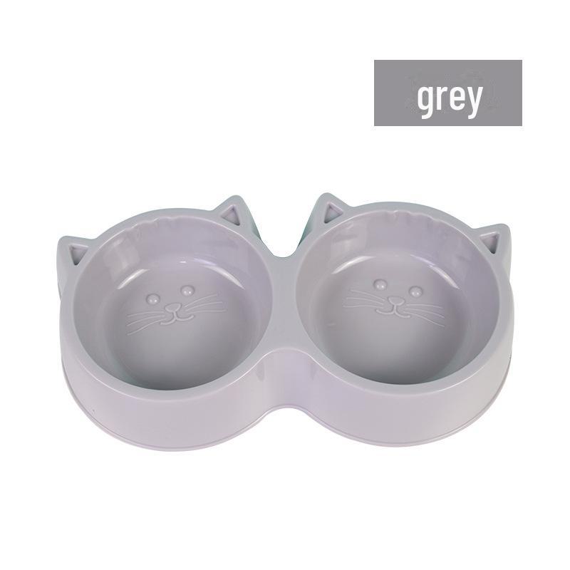 Противоскользящая большая кошачья мордочка, двойная миска для домашних животных, цвет макарон, пластик для собак и кошек