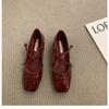 Fashion Mary Jane Shoes for Women 2024 Retro Medium Heeled Women's Single Shoes Soft and Comfortable Red Ballet Shoes