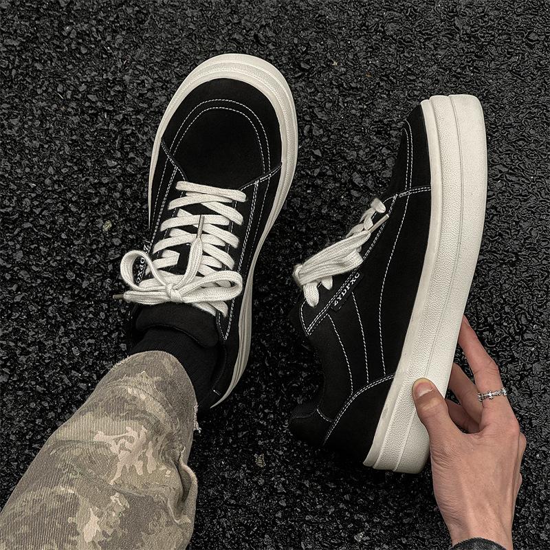 Черные туфли низкие парусиновые туфли осенние новые мужские туфли на плоской подошве повседневные туфли на платформе ретро универсальные туфли для серфинга 78189-J