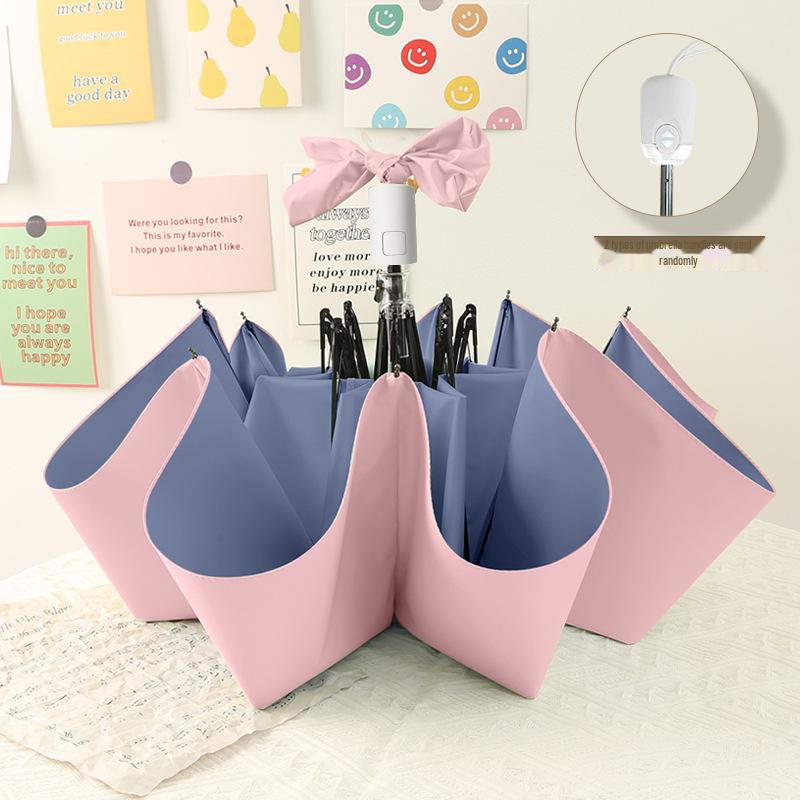 Women's Dual-Use UV-Blocking Ice Cream Color Sun & Rain Umbrella