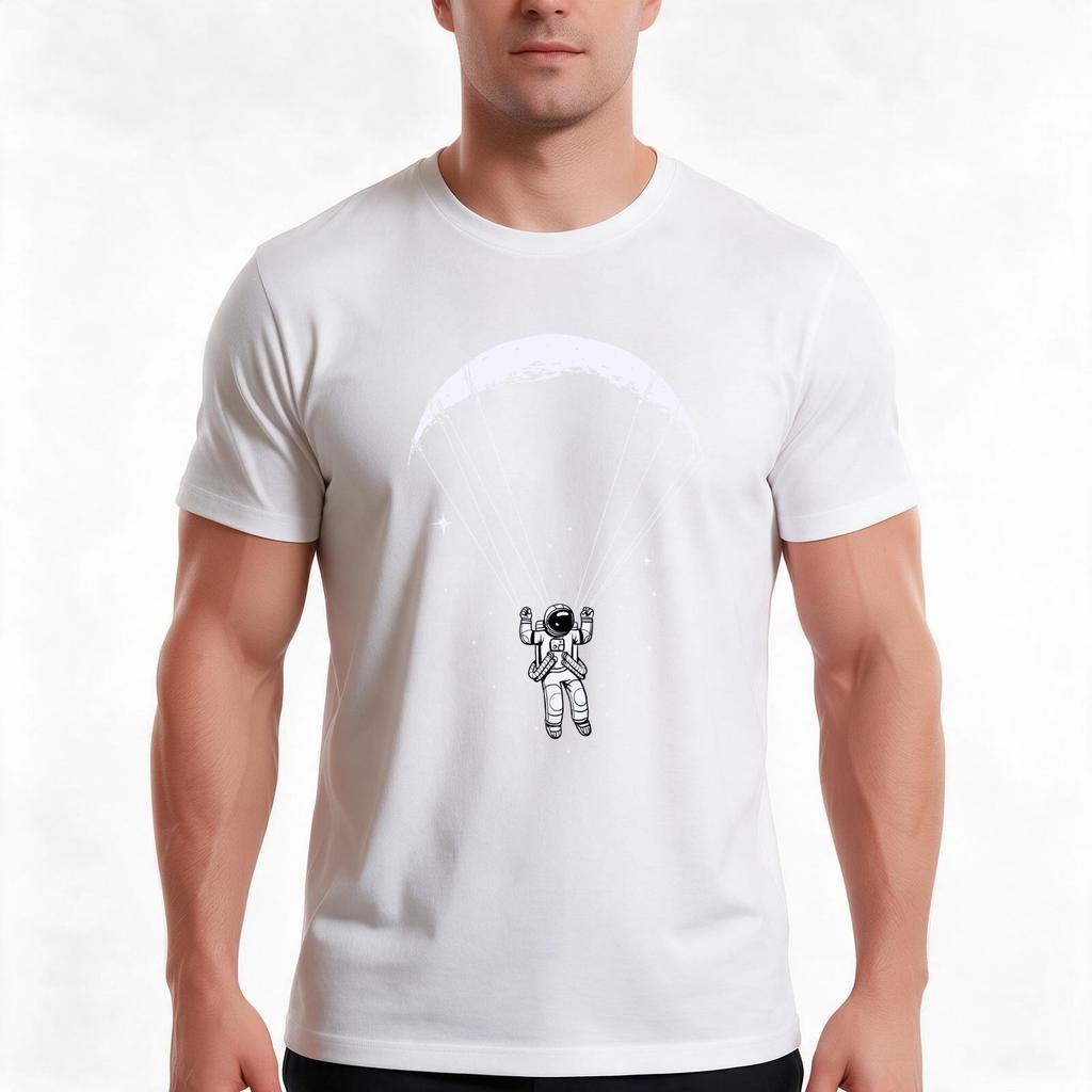 Moon Paragliding TShirt Summer Casual Cotton Tee Oversized Streetwear Tops Vintage Graphic Print Loose Fit Short Sleeve