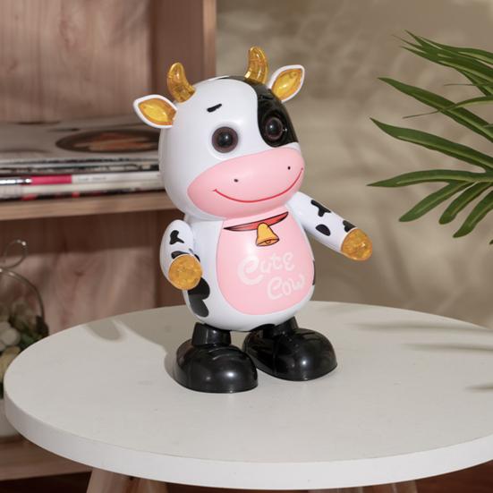 Kids Electric Cow Toy with LED Light Music Singing Dancing Cartoon Dairy Cattle Toy Toddlers Interactive Educational Movable Eyes Animal Musical Toy