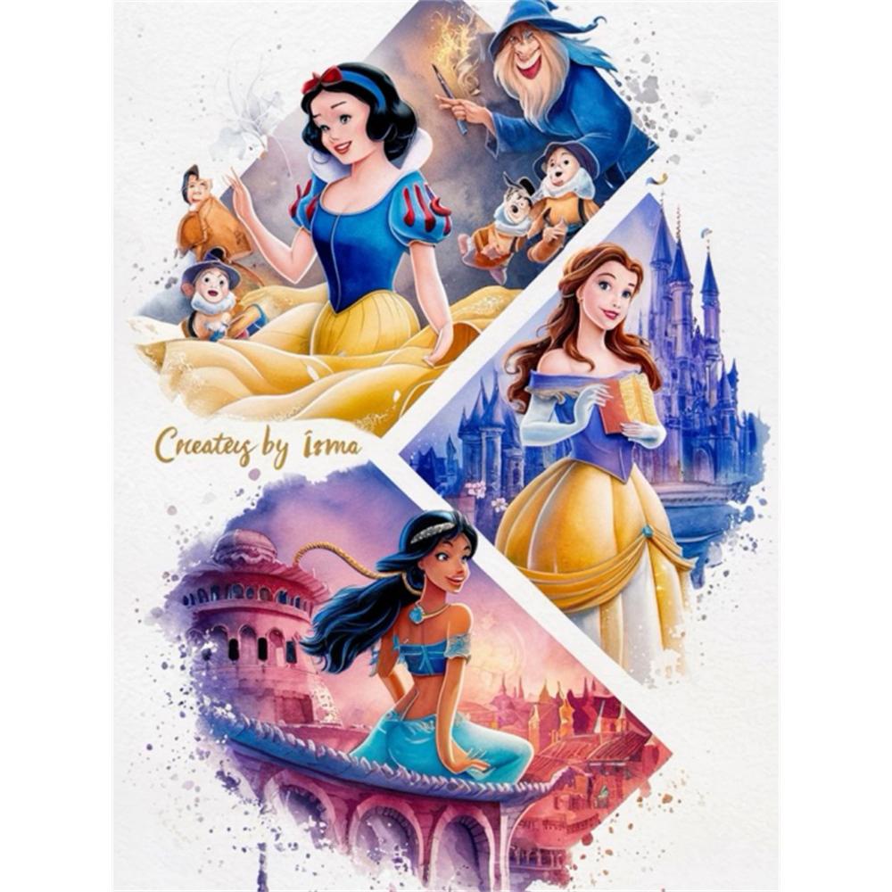 Disney 5D DIY Алмазная мозаика Иллюстрации принцесс Диснея, Мультяшная полная алмазная мозаика, Алмазная живопись, Настенное украшение, Набор для рукоделия
