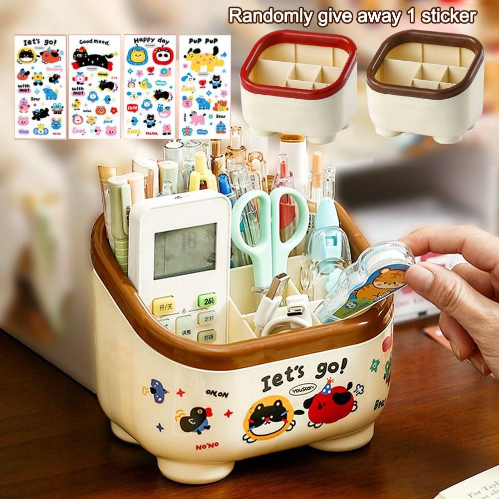 Large Capacity Penholder Multi Grid Makeup Brush Organizer Box New Table Storage Box