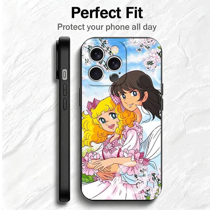 Candy 90s Cartoon Soft Phone Case for iPhone 16 16E 17 Air 15 Pro Max 14 Plus 13 Mini 11 12 7 Black Cover Back Shell