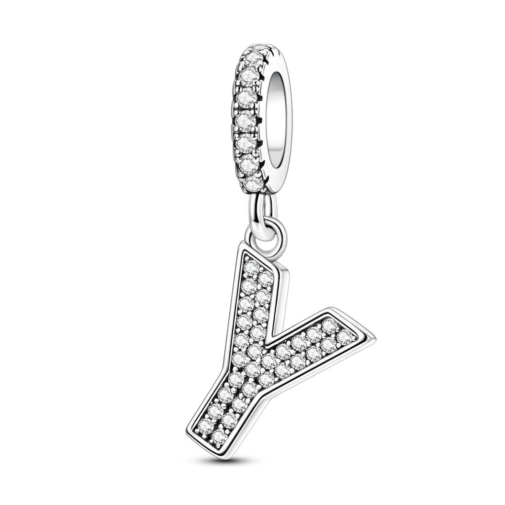 Медный Подвесной Шарм 26 Букв A-Z Подвеска-Заклинание Циркон Подходит для Браслета Сделай Сам Женские Украшения