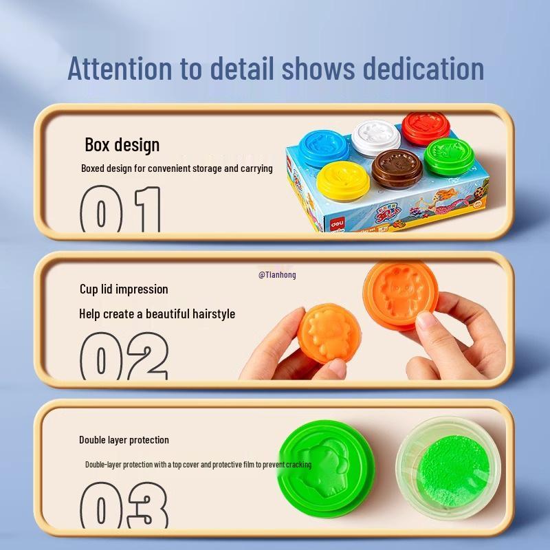 Набор 12-цветного пищевого моделирующего пластилина без запаха для детей