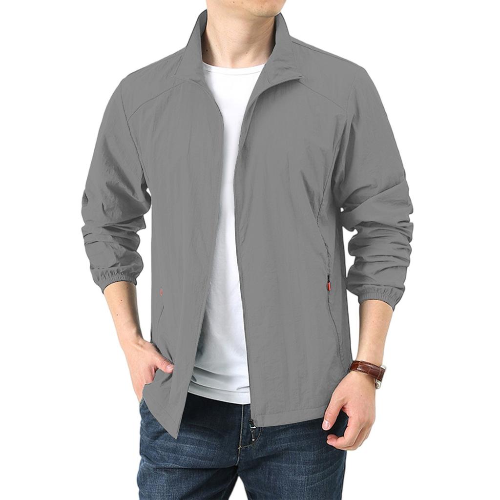 Men's Summer Light And Solid Color Outdoor Loose Large-sized Sun-protective Clothing, Waterproof Windbreaker Jacket
