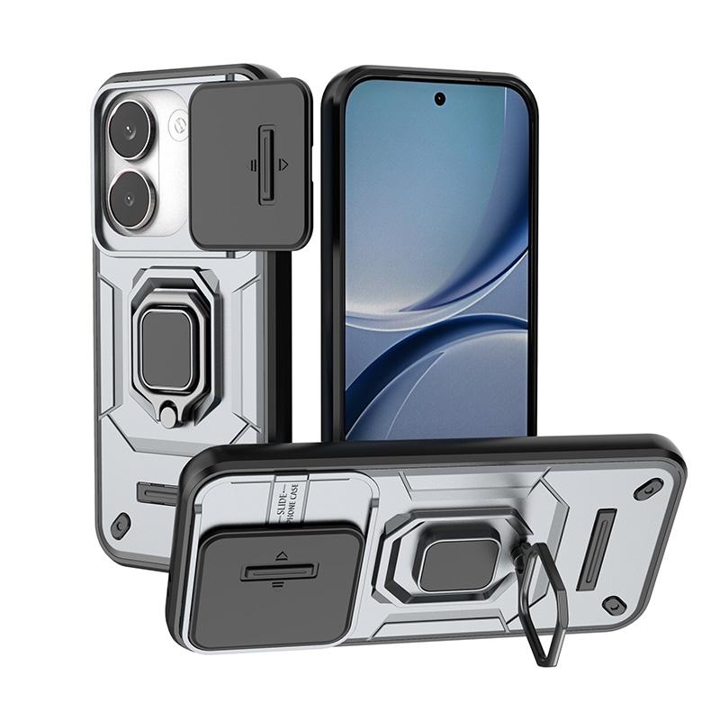Чехол для Poco X8 Pro со шторкой-окном, чехол-бампер Poco X8 Pro с кольцом-держателем Battle Ring, чехол для телефона Poco X8 Pro с защитой камеры